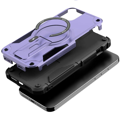 Phone Case for Apple iPhone 12 /12 Pro Magnetic Kickstand Rugged Shockproof Armor Grip Anti Slip Heavy Duty Protective Matte Stand Hybrid Cover Purple