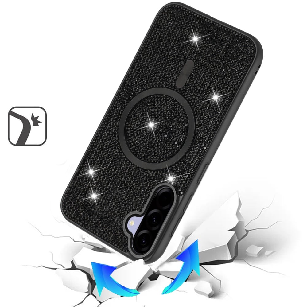 Phone Case for Samsung Galaxy A27 Magnetic Bling Diamond Sparkle Hybrid Shockproof Rugged Grip Durable Protection Anti-Slip Armor Design Cover