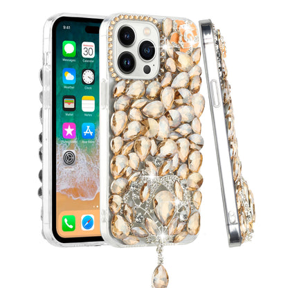 For Apple iPhone 16 (6.1") Bling Crystal 3D Full Diamonds Jewelry Luxury Sparkle Rhinestone Glitter Hybrid Protective Case Cover