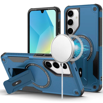 For Samsung Galaxy A16 5G Magnetic Invisible Kickstand Holder with Magsafe, Slim Fit Shockproof Hybrid Military Grade Heavy Duty Case Cover Grey