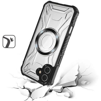 For Apple iPhone 17 AIR Magnetic Circle Transparent Rugged Hybrid MagSafe Compatible Pattern Clear Shockproof Frame Bumper Case Cover Black