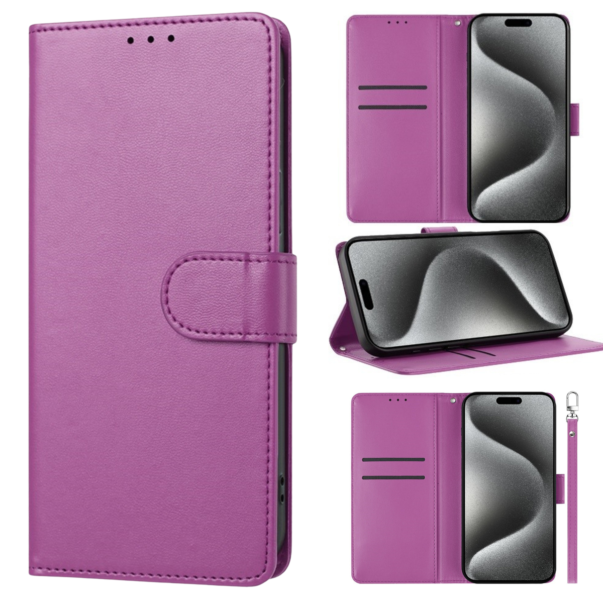 Phone Case for Motorola Moto G 5G 2026/ 2025 Leather Wallet Folio Credit Card Holder with Magnetic Closure Wrist Strap Classic Flip Design Storage Slots Cover Purple