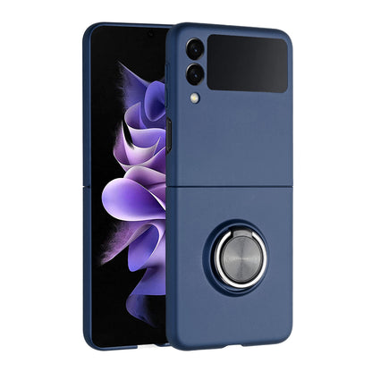 For Samsung Galaxy Z Flip 7 FE Matte Magnetic Ring Stand Hybrid, Shockproof Protective Silicone Fit Magnetic Car Mount Case Cover