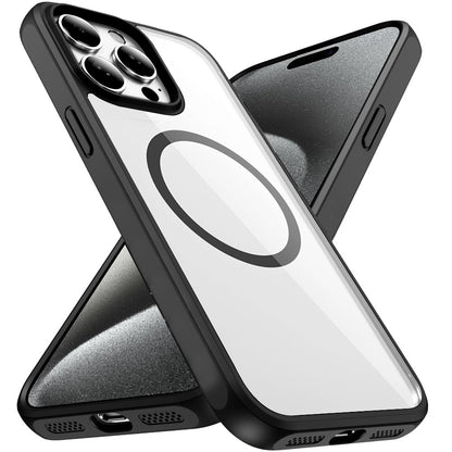 Phone Case for Apple iPhone 15 Pro Max Transparent Magnetic HQ Shockproof Hybrid 2.0mm Thick AntiSlip Grip Drop Protection Rugged Clear Durable Impact Cover Black