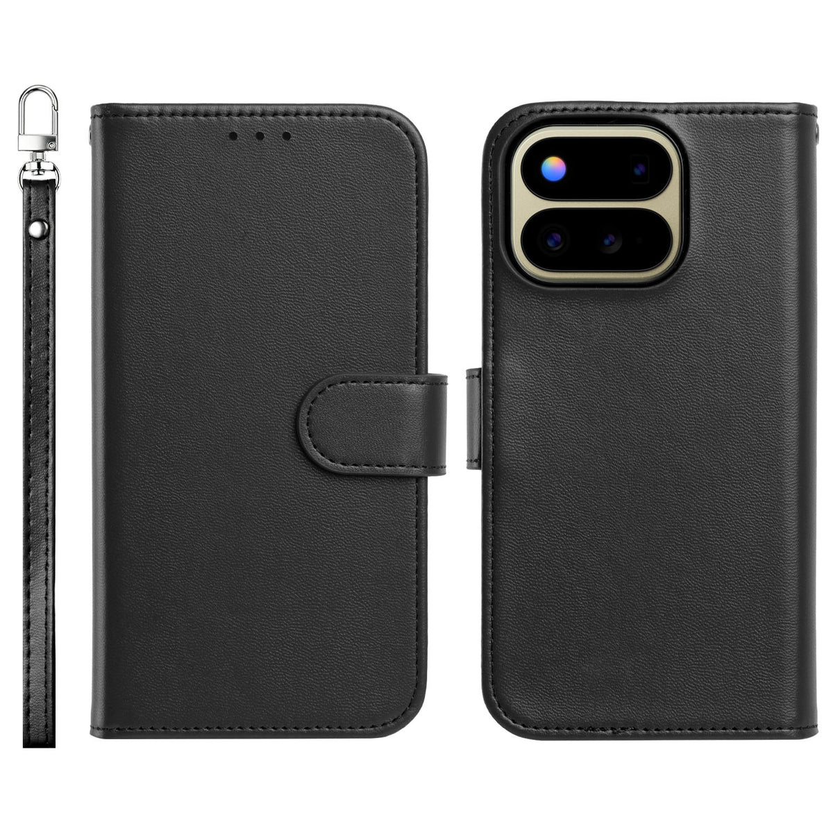 Phone Case for Google Pixel 11 Pro Fold Leather Wallet Folio Credit Card Holder with Magnetic Closure Wrist Strap Classic Flip Design Storage Slots Cover