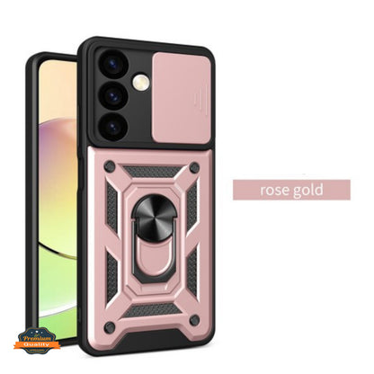 For Samsung Galaxy A26 Hybrid Shockproof, Built-in Sliding Camera Lens Protection with Magnetic Finger Ring Stand Holder Case Cover