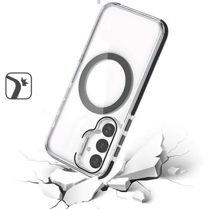 For Samsung Galaxy S23+ Plus Hybrid Clear Invisible Camera Bracket Stand [With Magsafe Magnetic Circle] Shockproof Color Frame Case Cover Black