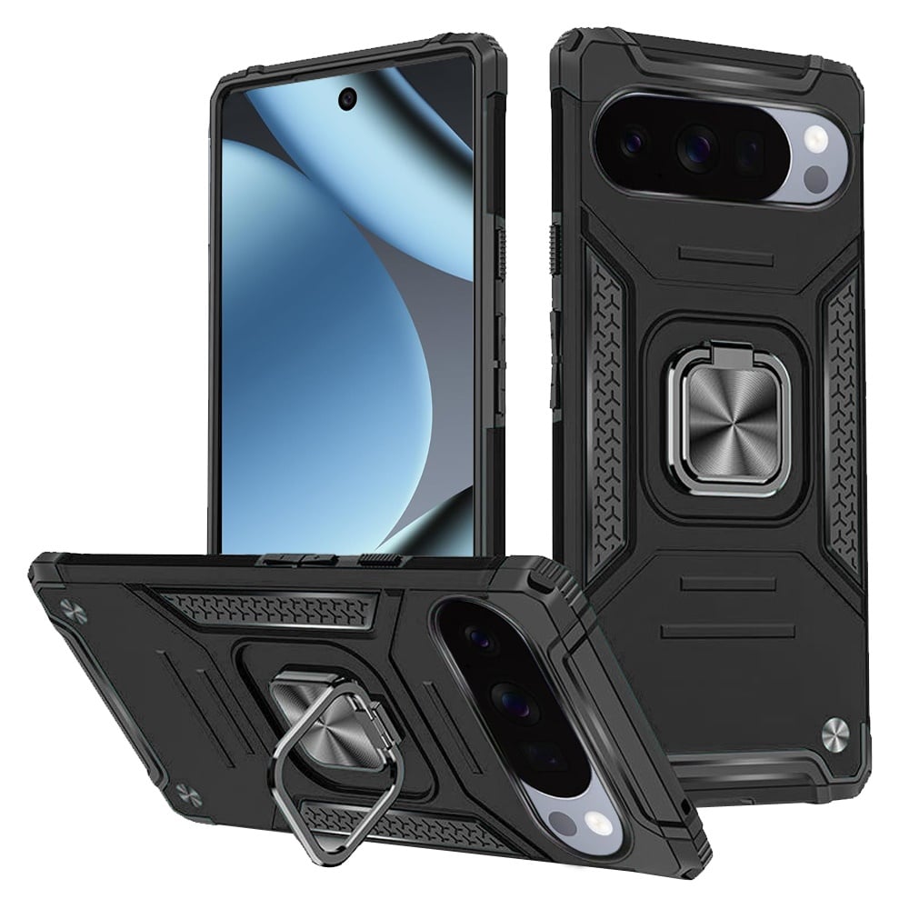 Phone Case for Google Pixel 11 Pro XL Magnetic Car Mount Hybrid Ring Stand Shockproof Rugged Grip Armor Heavy Duty Protective TPU Durable Cover
