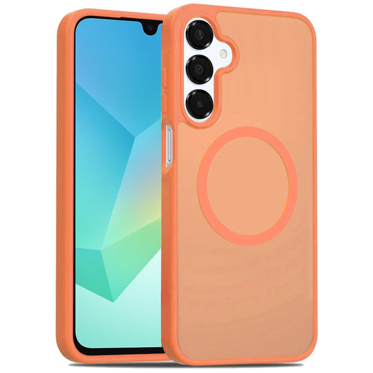 For Samsung Galaxy A16 5G MagSafe Compatible Case Hybrid Soft TPU Bumper Hard Translucent Matte Back Slim Shockproof Case Cover Cosmic Orange