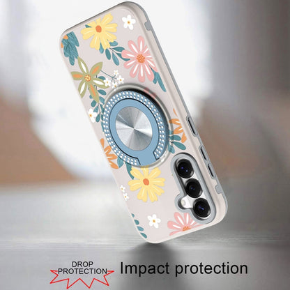 Phone Case for Samsung Galaxy S26 FE /Fan Edition Magnetic Ring Stand Matte Metal Hybrid Car Mount Friendly Shockproof Rotational Grip Diamond Design Pattern Cover