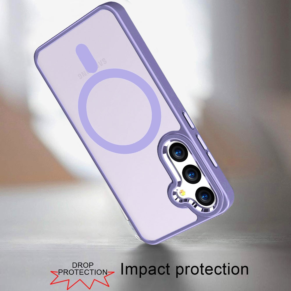 For Samsung Galaxy S25 /S24 MagSafe Compatible Transparent Greatest Clear Acrylic with Color Frame Thick Hybrid TPU Hard Case Cover