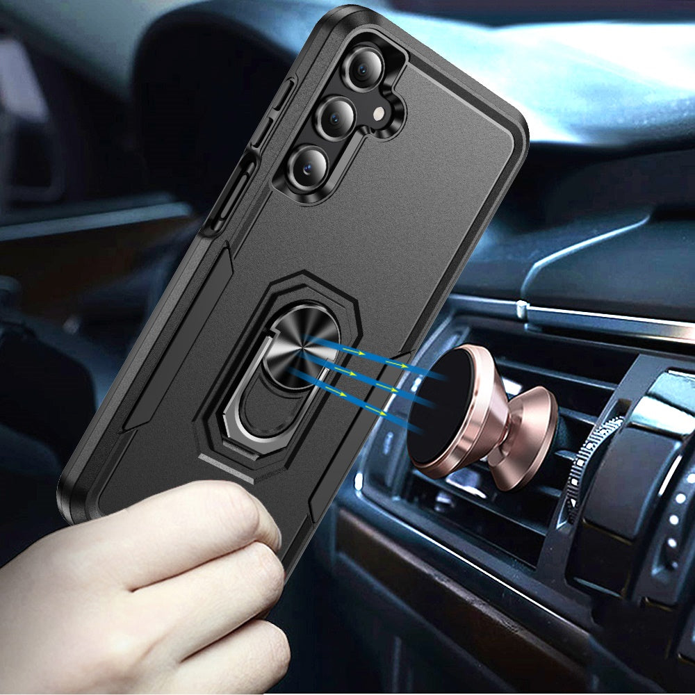 For Samsung Galaxy S26+ / S26 Plus Hybrid Rugged Tough 2in1 Drop-Proof Protection Military Grade Armor with Metal Ring Stand Case Cover
