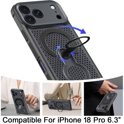 Phone Case for Apple iPhone 18 Pro Magnetic Honeycomb Hybrid Rugged Armor Ring Kickstand Dual Layer Shock Absorbing Hard PC Soft TPU Cover