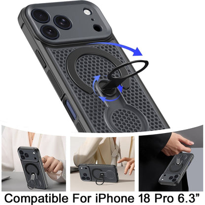 Phone Case for Apple iPhone 18 Pro Magnetic Honeycomb Hybrid Rugged Armor Ring Kickstand Dual Layer Shock Absorbing Hard PC Soft TPU Cover