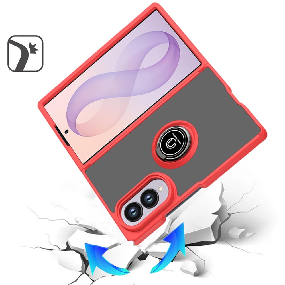 Phone Case for Samsung Galaxy Z Fold 8 Hybrid Magnetic Ring Stand TPU Hard Silicone Reinforced Bumper Shock Absorbing Matte Design Cover