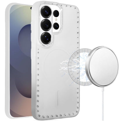 Phone Case for Samsung Galaxy S25 Ultra Magnetic Frosted Diamond Bling Edge Hybrid Shockproof Protective Matte Grip Durable Anti Scratch Premium Slim Cover