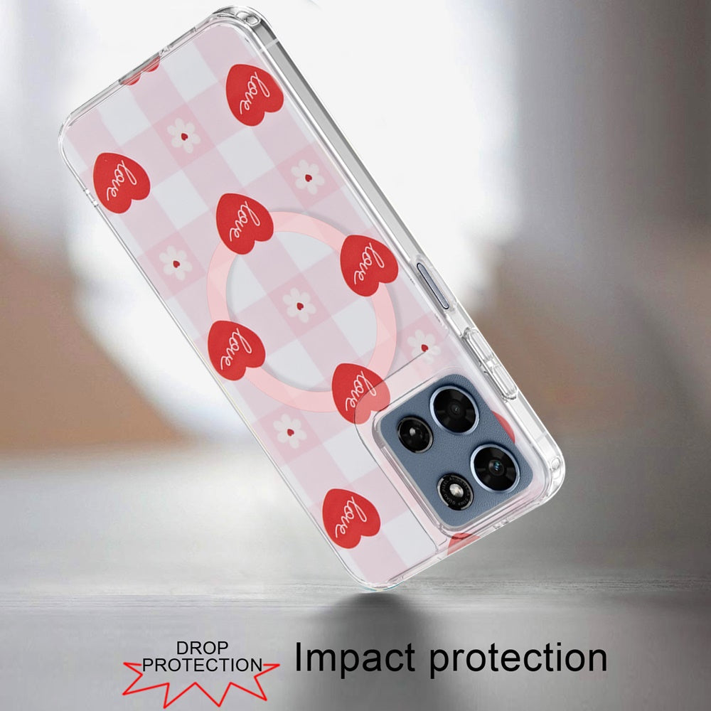 Phone Case for Motorola Moto G 5G 2026 / 2025 Shockproof Dual Layer TPU IMD Print Rugged Anti-Slip Grip Drop Protection Scratch Resistant Slim Fit Glossy Floral Heart Aesthetic Cover