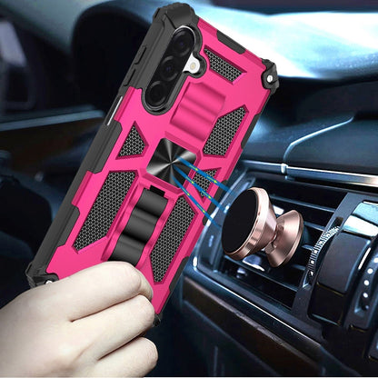 For Samsung Galaxy A17 5G Hybrid Shockproof [Military Grade] Rugged Protective with Magnetic Car Mount & Invisible Stand Case Cover Cosmic Orange