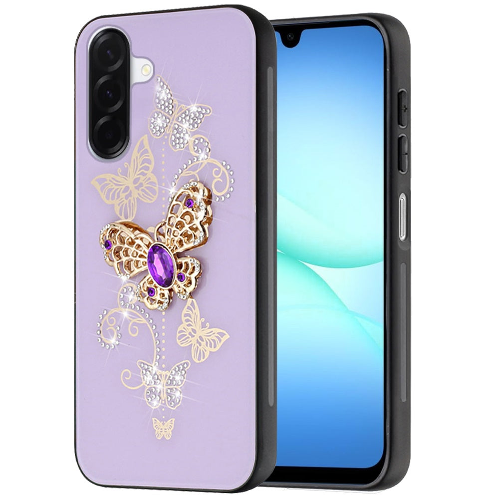 For Samsung Galaxy S25 Fan Edition /Galaxy S25 FE Diamonds 3D Fashion Bling Sparkly Glitter Ornaments Engraving Hybrid with Ring Stand Case Cover