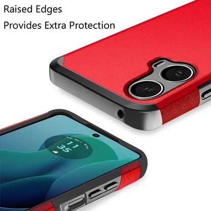 For Motorola Moto G 5G 2024 Premium Slim Tough 2in1 Hybrid Case Dual-Layer PC TPU Rubber Armor with Shockproof Protection Case Cover Red