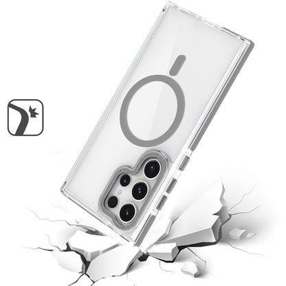 For Samsung Galaxy S25 Ultra Transparent Back with Colorful Frame, Strong Magnetic Circle, MagSafe Compatible, Slim Shockproof Protection Case Cover