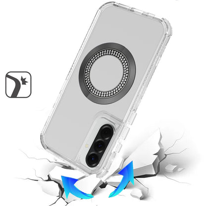 For Samsung Galaxy A37 Magnetic Circle Compatible with Magsafe, Hybrid Chrome 3in1 Transparent Shockproof TPU Bumper Case Cover