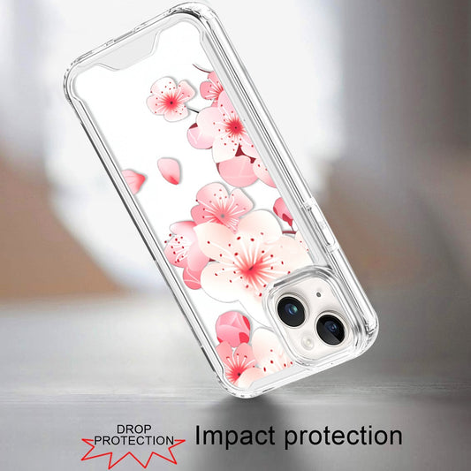 Phone Case for Apple iPhone 15 Beautiful Fashion Design TPU Shockproof Hybrid Rubber PC Slim Lightweight Protective Stylish Pattern Cover Cherry Blossom