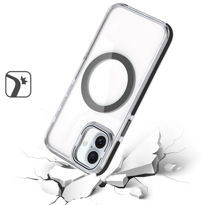 For Apple iPhone 17 Hybrid Clear Back Case with Invisible Camera Bracket Stand, MagSafe Magnetic Circle, Shockproof Color Frame Case Cover