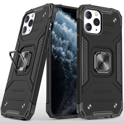 Phone Case for Apple iPhone 11 Pro Max Magnetic Car Mount Hybrid Ring Stand Shockproof Rugged Grip Armor Heavy Duty Protective TPU Durable Defender Cover Black