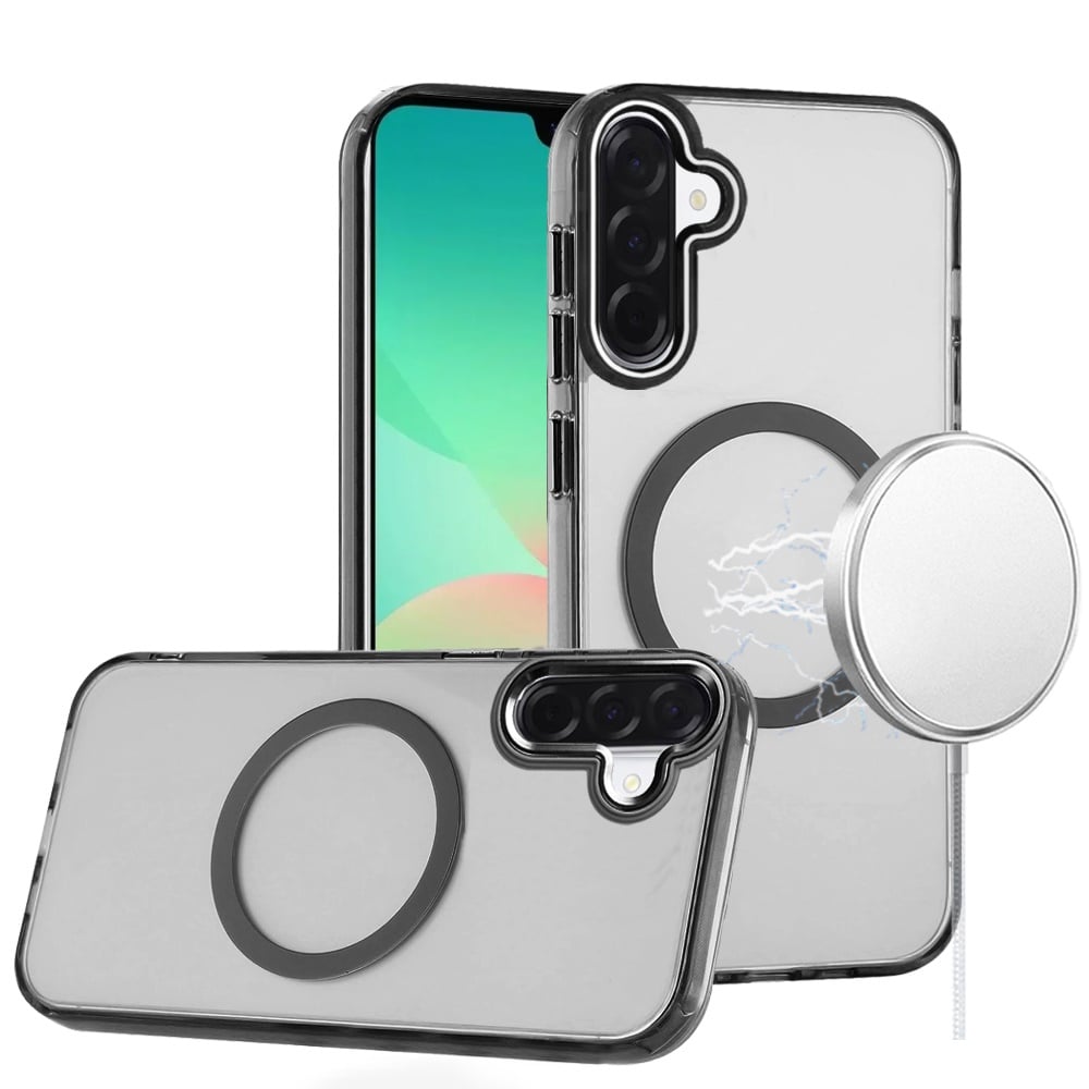 Phone Case for Samsung Galaxy A27 Magnetic Clear Acrylic Metal Button Camera Guard Shockproof Transparent Slim Grip Premium Hybrid Cover