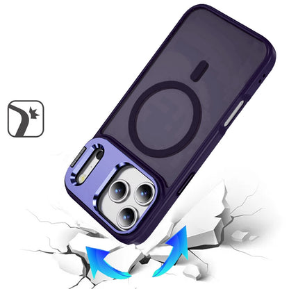 Phone Case for Apple iPhone 18 Pro Metallic Magnetic Camera Stand Shockproof Hybrid Grip Camera Lens Protection Kickstand Rugged Durable Armor Cover