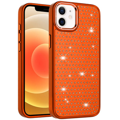 Phone Case for Apple iPhone 12 /12 Pro Luxury Diamond Bling Sparkle Chrome Metallic Edge Shockproof Durable Protective Stylish Premium Hybrid Design Cover Cosmic Orange