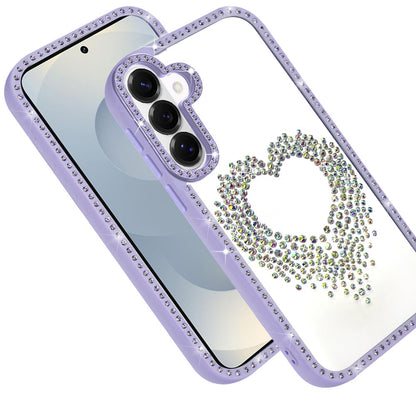 For Samsung Galaxy S26+ / S26 Plus Angel Hearts Glitter Shimmer Diamond Edge Hybrid Drop Protection Shockproof Design Compatible Case Cover