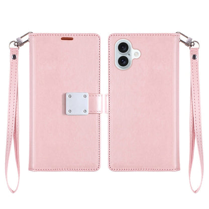 For Apple iPhone 17 (6.3") Wallet Case with ID/ Card Holder, Wristlet Strap, Magnetic TPU Protective Shockproof Folio Flip Case Cover