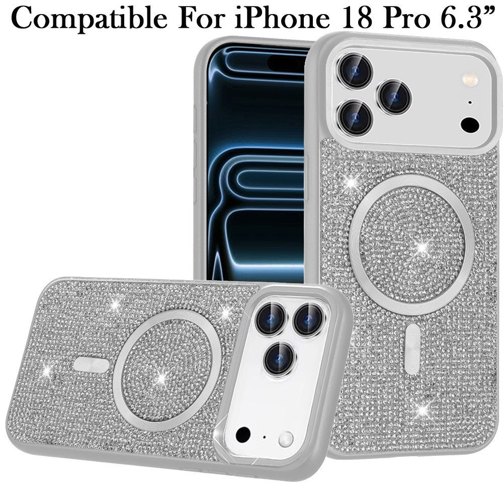 Magnetic Bling Diamond Sparkle Hybrid Shockproof Rugged Grip Durable Protection Anti-Slip Armor Design