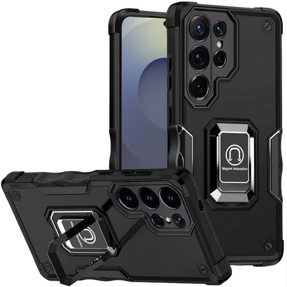 For Samsung Galaxy S26 Ultra Hybrid Stand Magnetic Ring Holder Kickstand Heavy Duty Rugged Drop Silicone & Hard PC Shockproof Case Cover