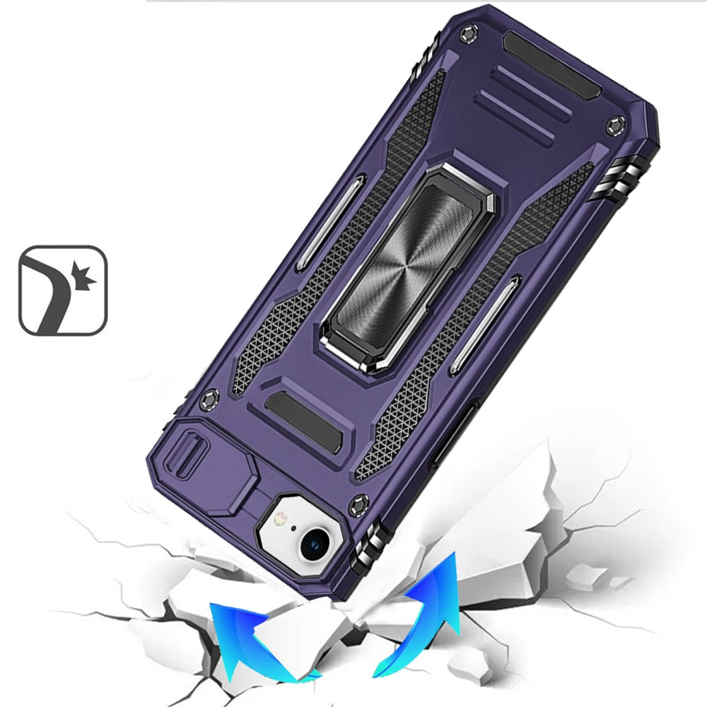 For Apple iPhone 17E /16E Tough Hybrid Case with Movable Camera Window & Metal Ring Stand Shockproof Case Cover