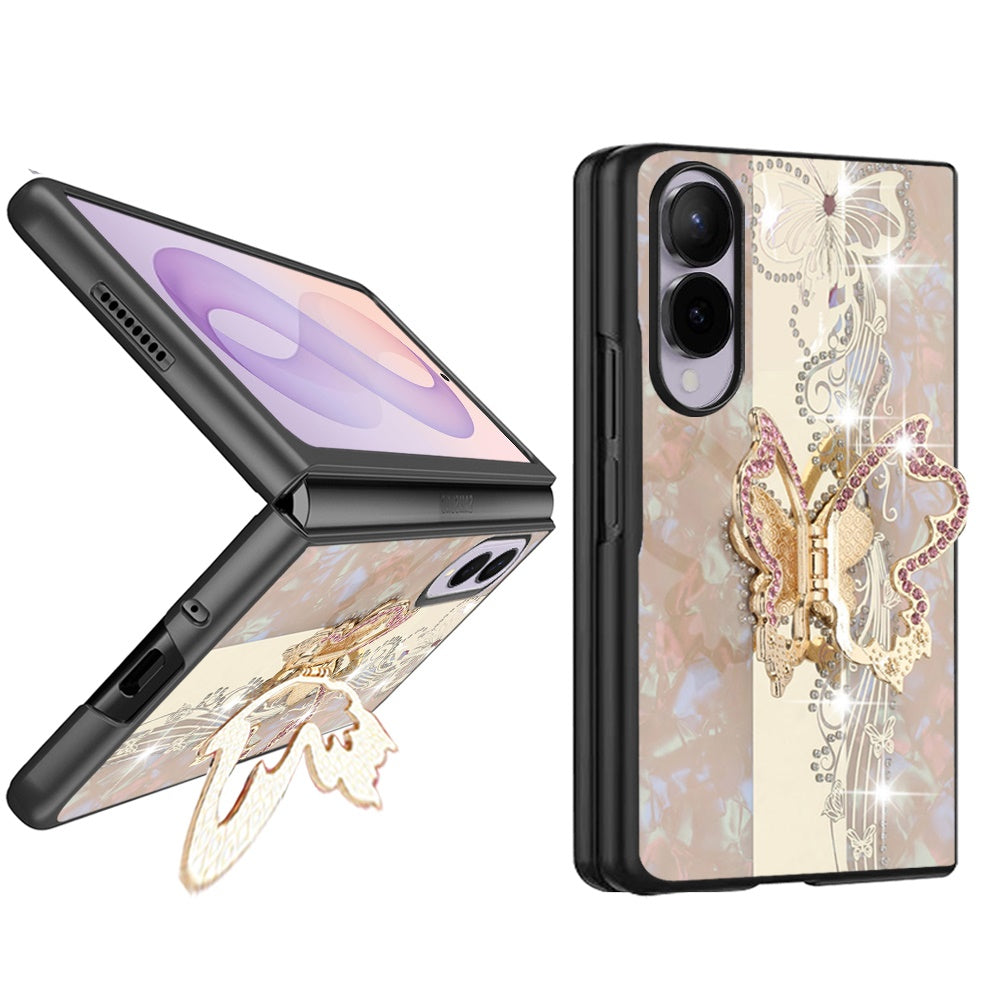 Phone Case for Samsung Galaxy Z Fold 8 Diamond 3D Fashion Floral Glitter Engraved Luxury Bling Hybrid Shockproof Chrome Edge Protective Grip Cover