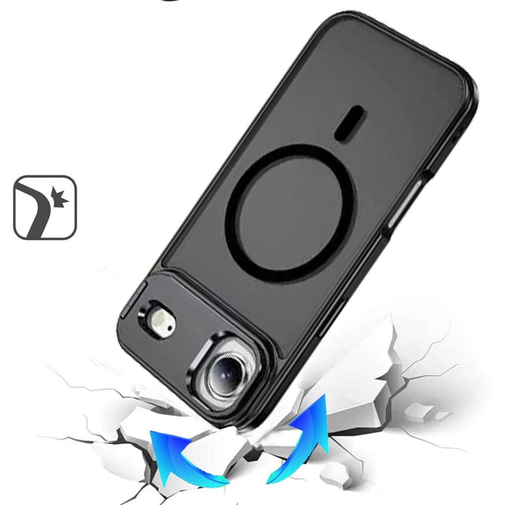 For Apple iPhone 17 Air (6.6") Heavy Duty Metallic Hybrid Tough TPU with Camera Ring Stand, MagSafe Compatible, Rugged Drop Protection Case Cover