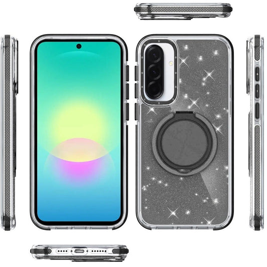 Phone Case for Samsung Galaxy A27 Magnetic Hybrid 360 Rotating Ring Kickstand Tough Hard PC Soft TPU Glitz Shimmer Glitter Shock Absorbing Cover