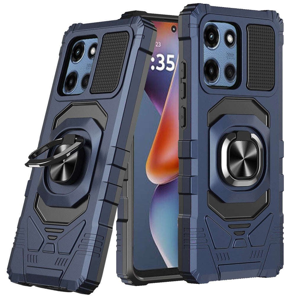 For Motorola Moto G 5G 2025 Hybrid Dual Layer with 360° Rotate Magnetic Ring Stand Holder Kickstand TPU Rugged PC Shockproof Case Cover