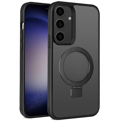 For Samsung Galaxy S23+ / S23 Plus Magnetic Circle Kickstand with MagSafe Compatibility, Matte Skin, Rugged Bumper, and Ring Holder Case Cover Black