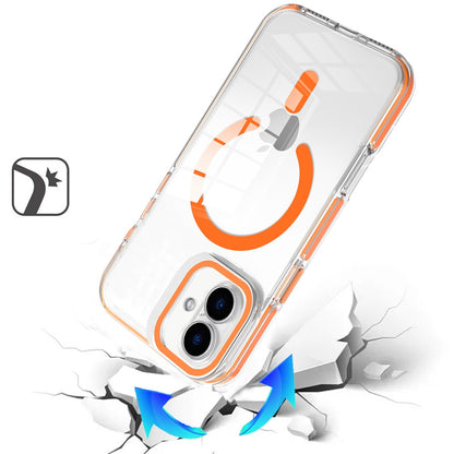 Phone Case for Apple iPhone 17 Magnetic Transparent Tough Hybrid Camera Guard Stand Shockproof Color Edge Rugged Grip Durable Cover Cosmic Orange