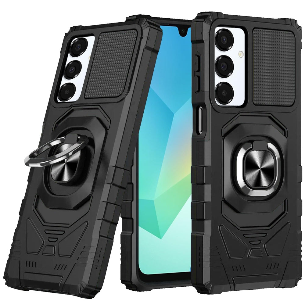 For Samsung Galaxy A16 5G Hybrid Dual Layer with 360° Rotate Magnetic Ring Stand Holder Kickstand TPU Rugged PC Shockproof Case Cover Silver