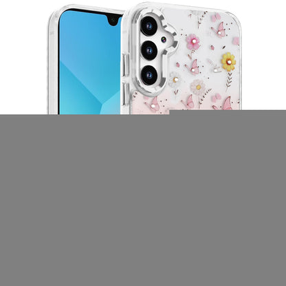 For Samsung Galaxy A16 5G Butterfly Resin Epoxy Diamond Design Metal Edged Hybrid Shockproof Heavy Duty Drop Protection Case Cover