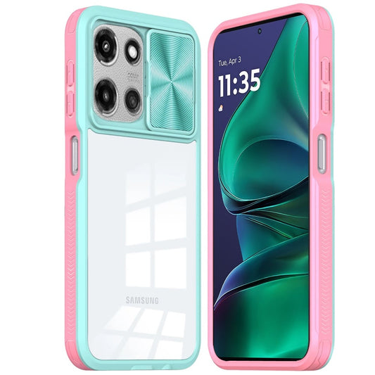 For Motorola Moto G Stylus 5G 2026 /2025 Hybrid Cases with Sliding Camera Cover Transparent Shockproof Bumper TPU Protective Case Cover Pink/Blue