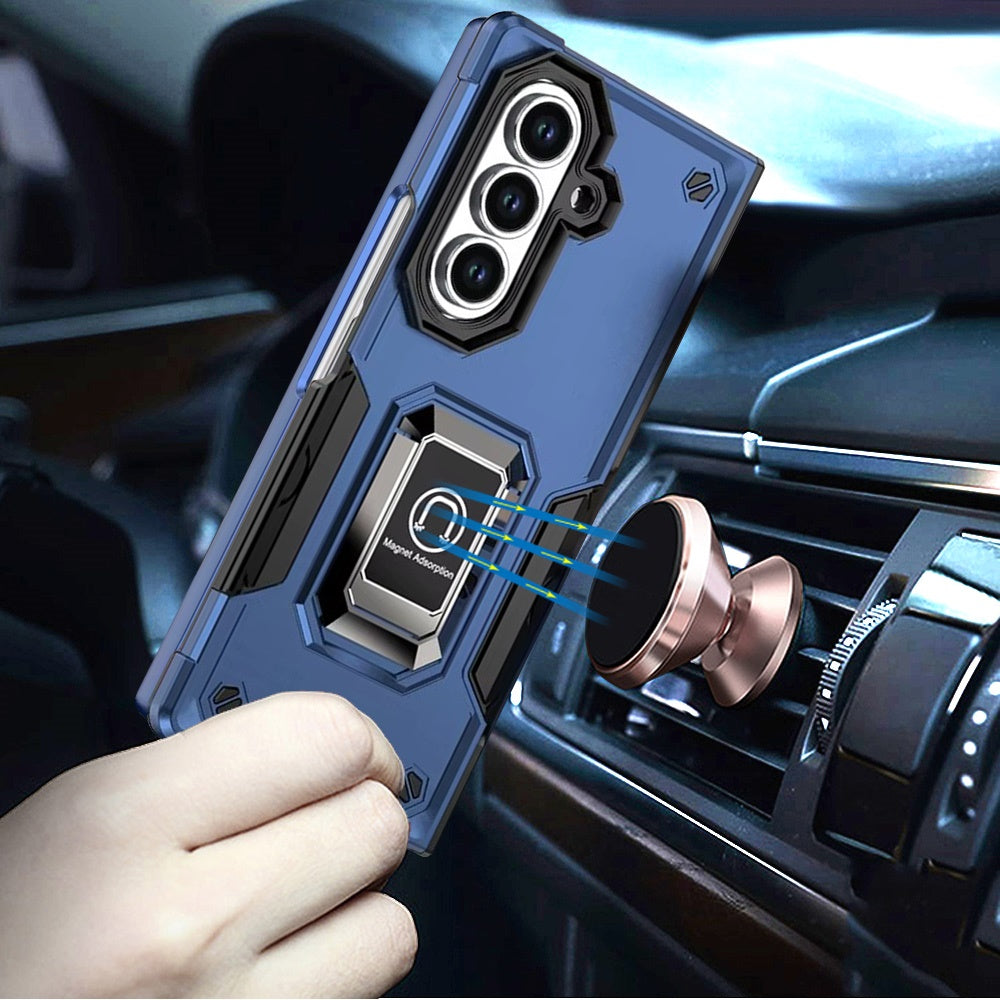 For Samsung Galaxy Z Fold 7 Hybrid Stand Magnetic Ring Holder Kickstand Heavy Duty Rugged Drop Silicone & Hard PC Shockproof Case Cover
