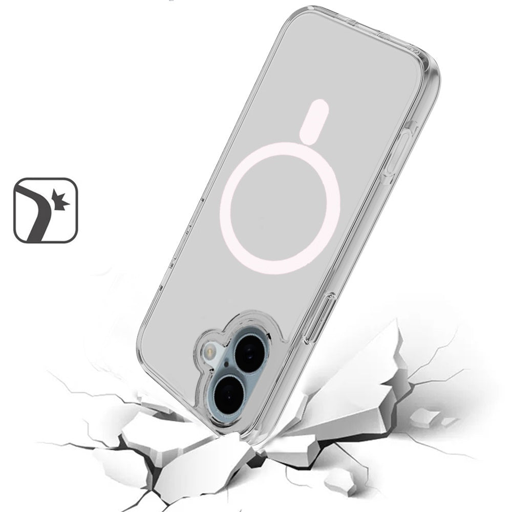 For Apple iPhone 17 MagSafe Compatible Transparent Hybrid Case with Magnetic Circle, Shock Absorption TPU Rubber Case Cover Smoke Gray