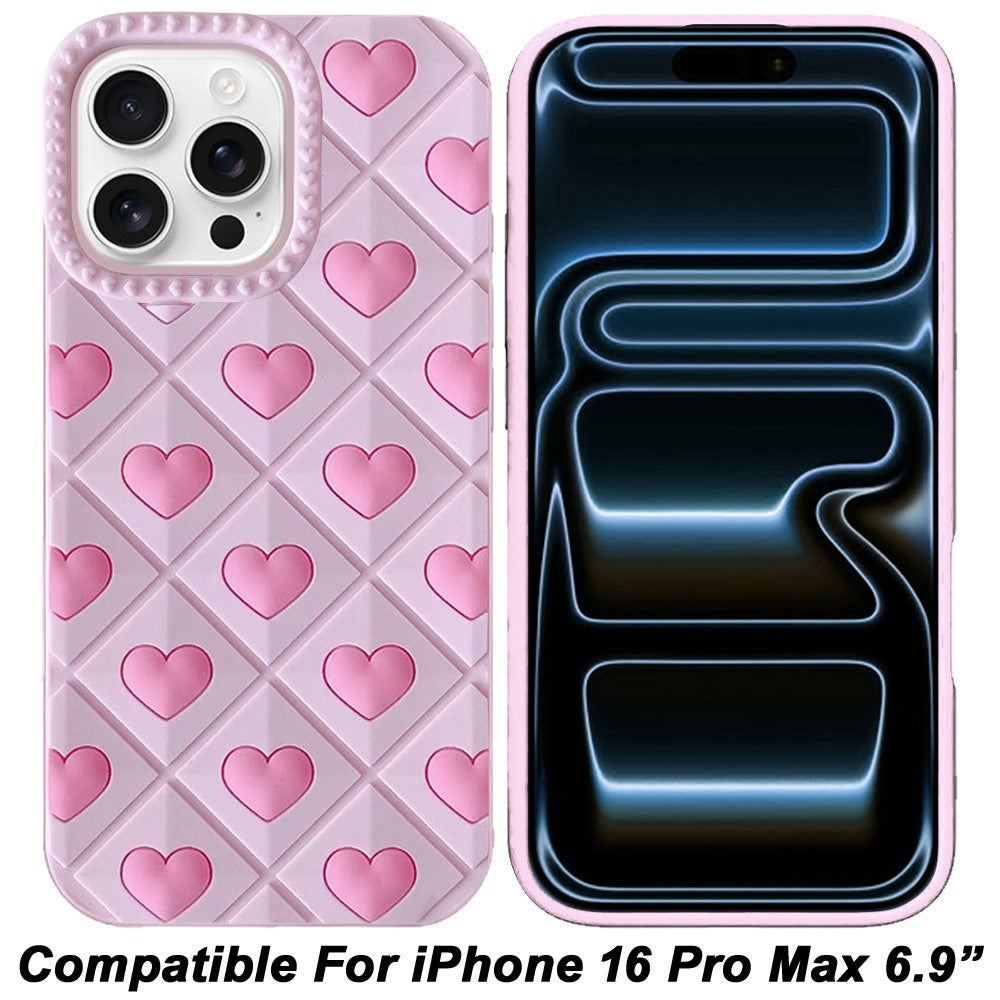 Phone Case for iPhone 16 Pro Max (6.9") Fashionable Silicone Textured Decorative Design Pattern Protective Rubber TPU Hybrid Protection Cover
