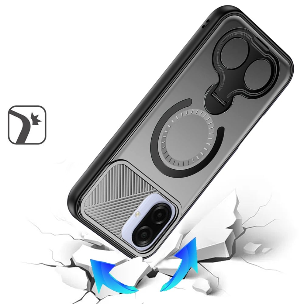 Phone Case Cover for Samsung Galaxy A07 4G Hybrid with Invisible 2 Hole Ring Stand Magnetic back Car Mount Friendly Protector Cover